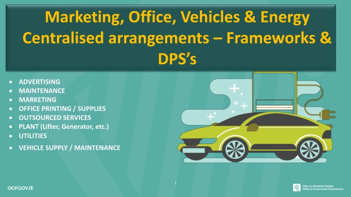 Centralised Arrangements Frameworks for Marketing, Office, Vehicles, and Energy