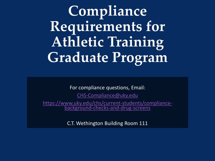 Compliance Requirements for Athletic Training Graduate Program
