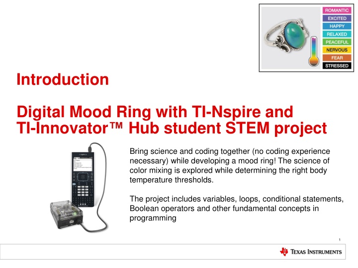 Digital Mood Rings with TI-Nspire and TI-Innovator: A Fun STEM Project