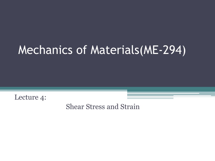Shear Stress in Mechanics of Materials
