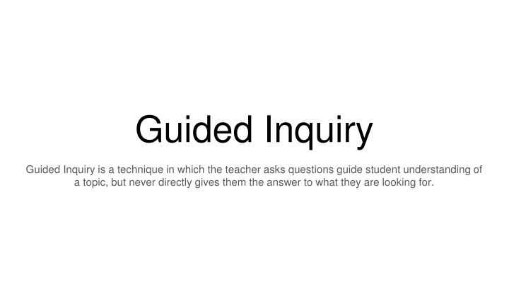 Interactive Guided Inquiry Technique in Chemistry Class