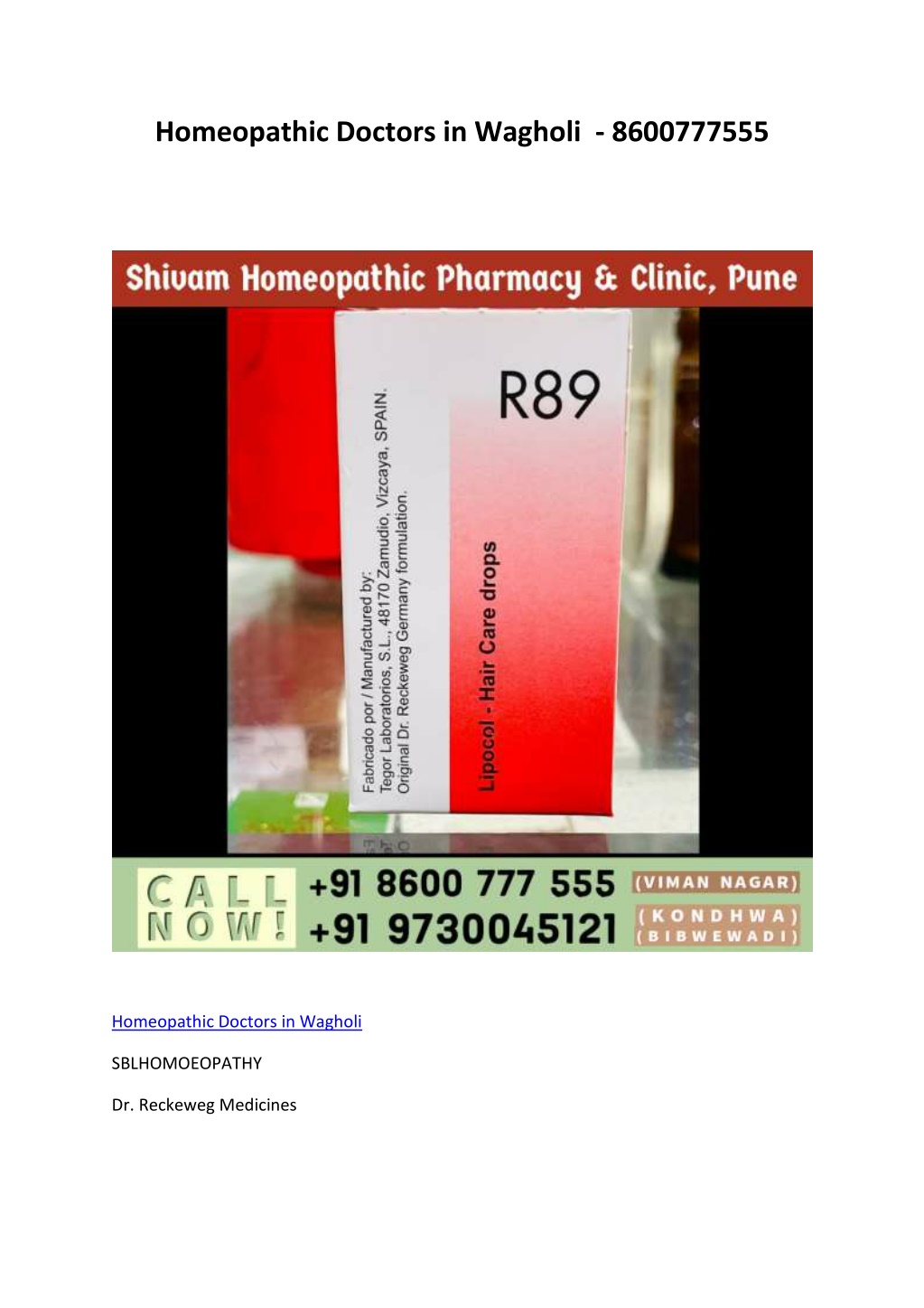 homeopathic doctors in wagholi 8600777555 l.w