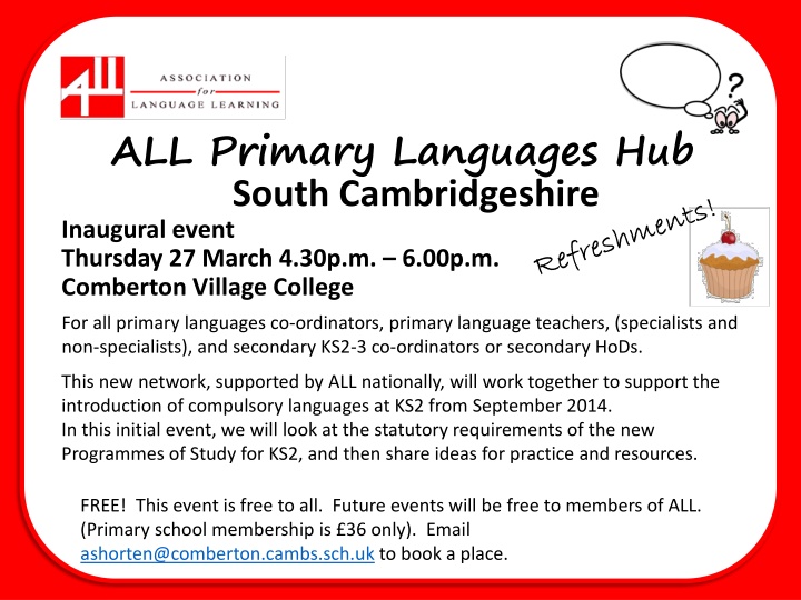 All Primary Languages Hub South Cambridgeshire Inaugural Event