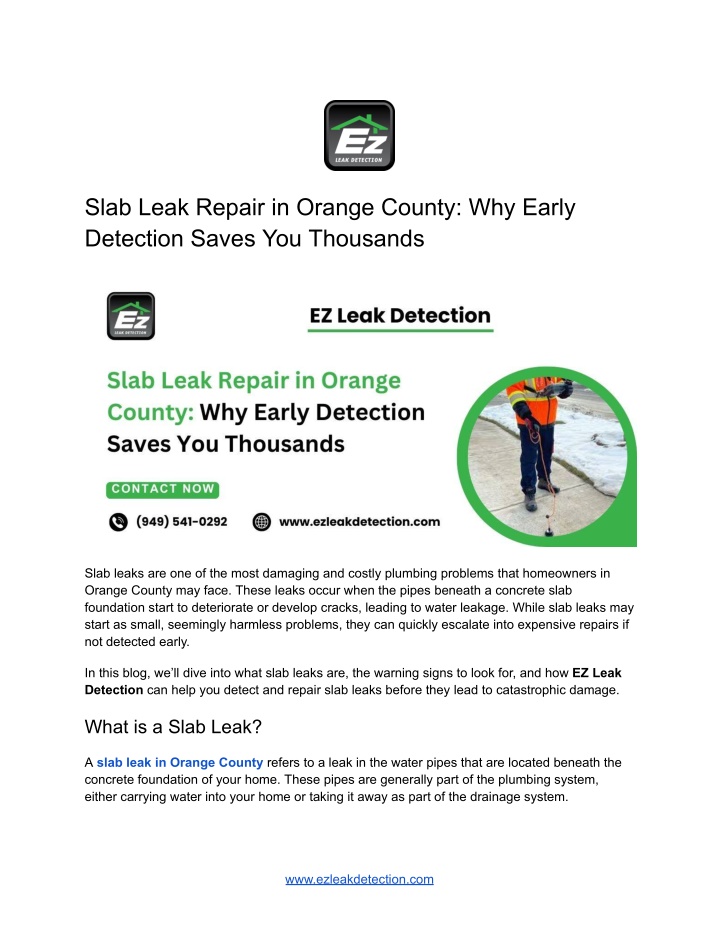 slab leak repair in orange county why early n.w