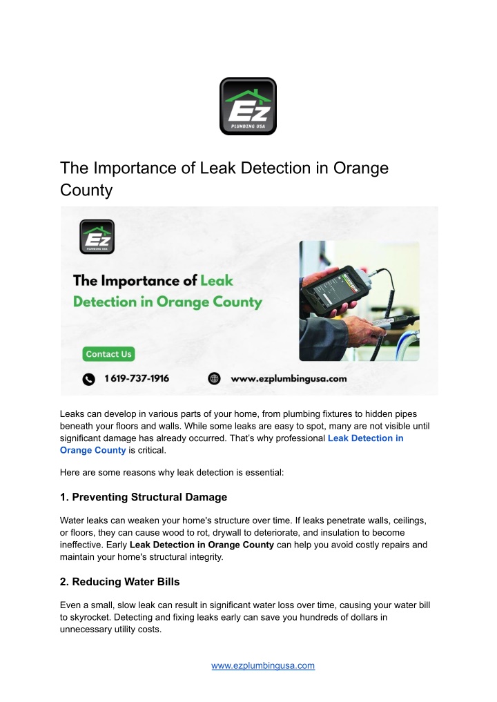 the importance of leak detection in orange county n.w