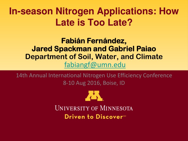 Maximizing Nitrogen Efficiency in In-Season Applications