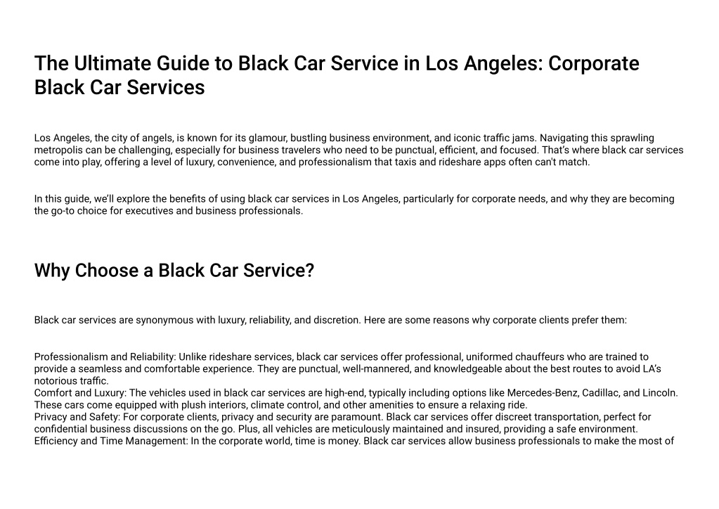 the ultimate guide to black car service l.w