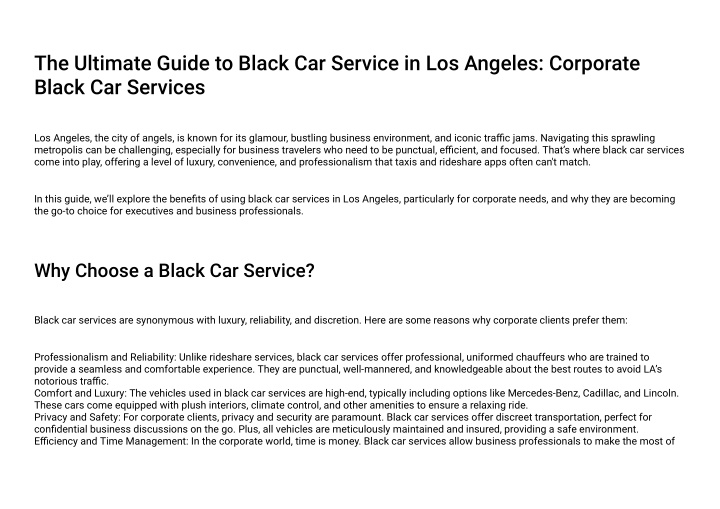 the ultimate guide to black car service n.w
