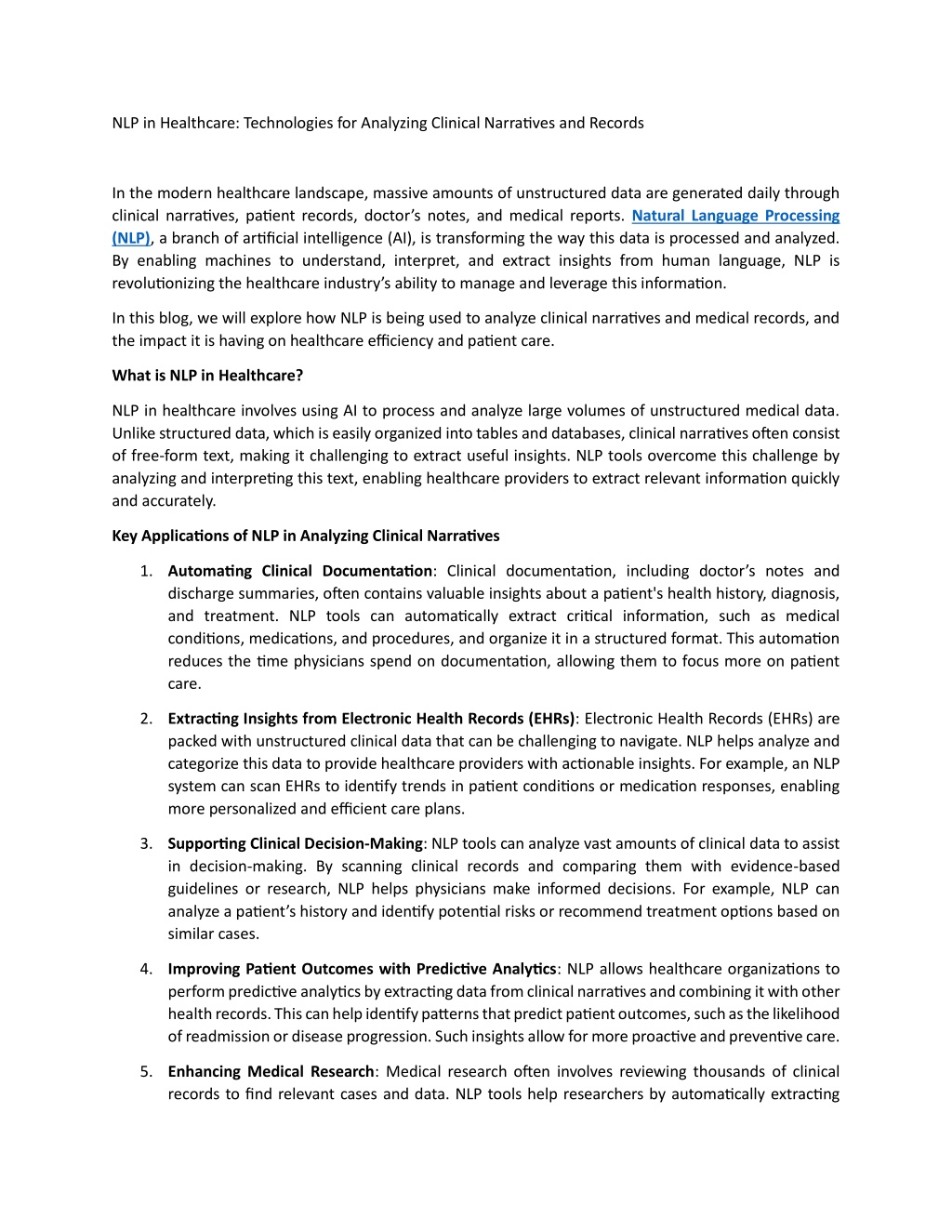 nlp in healthcare technologies for analyzing l.w