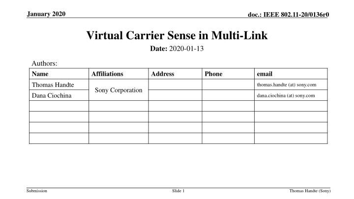 Virtual Carrier Sense in Multi-Link Networks