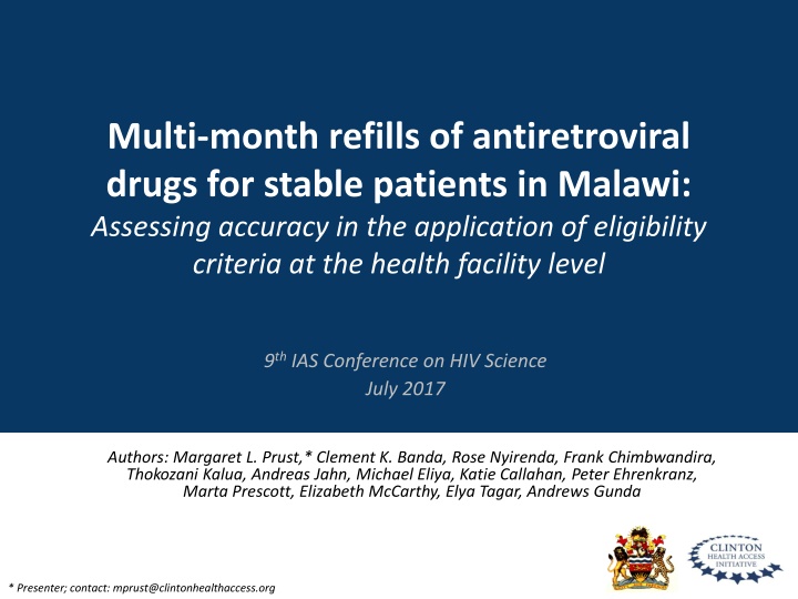 Accuracy of Multi-Month Refills of Antiretroviral Drugs in Malawi