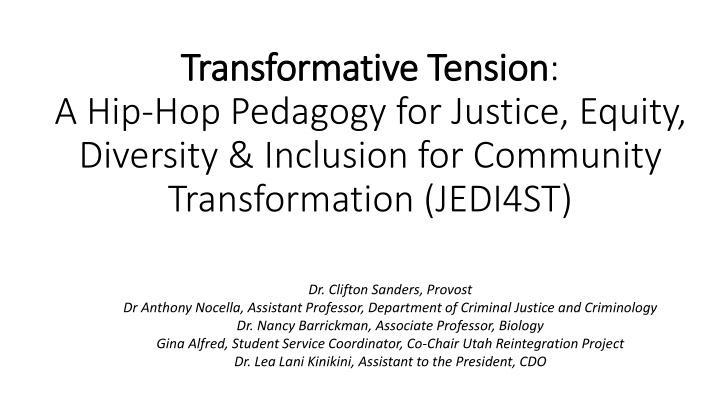 Transformative Tension: A Hip-Hop Pedagogy for Community Transformation