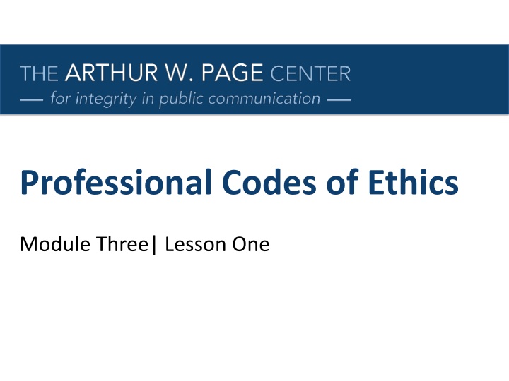 Professional Codes of Ethics