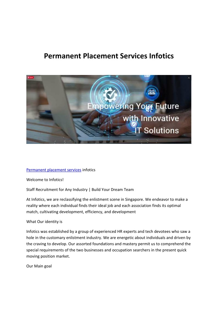 permanent placement services infotics n.w