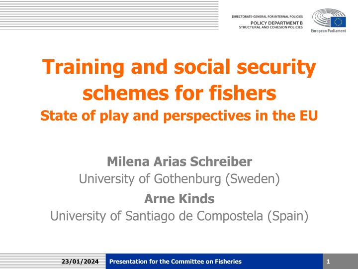 Training and Social Security Schemes for Fishers in the EU: State of Play and Perspectives