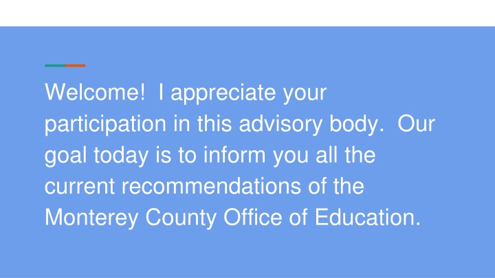 Recommendations for School Reopening Input in Monterey County