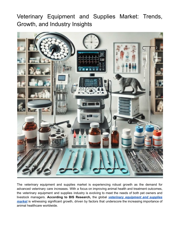veterinary equipment and supplies market trends n.w