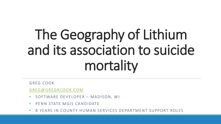 The Connection Between Lithium and Suicide Rates