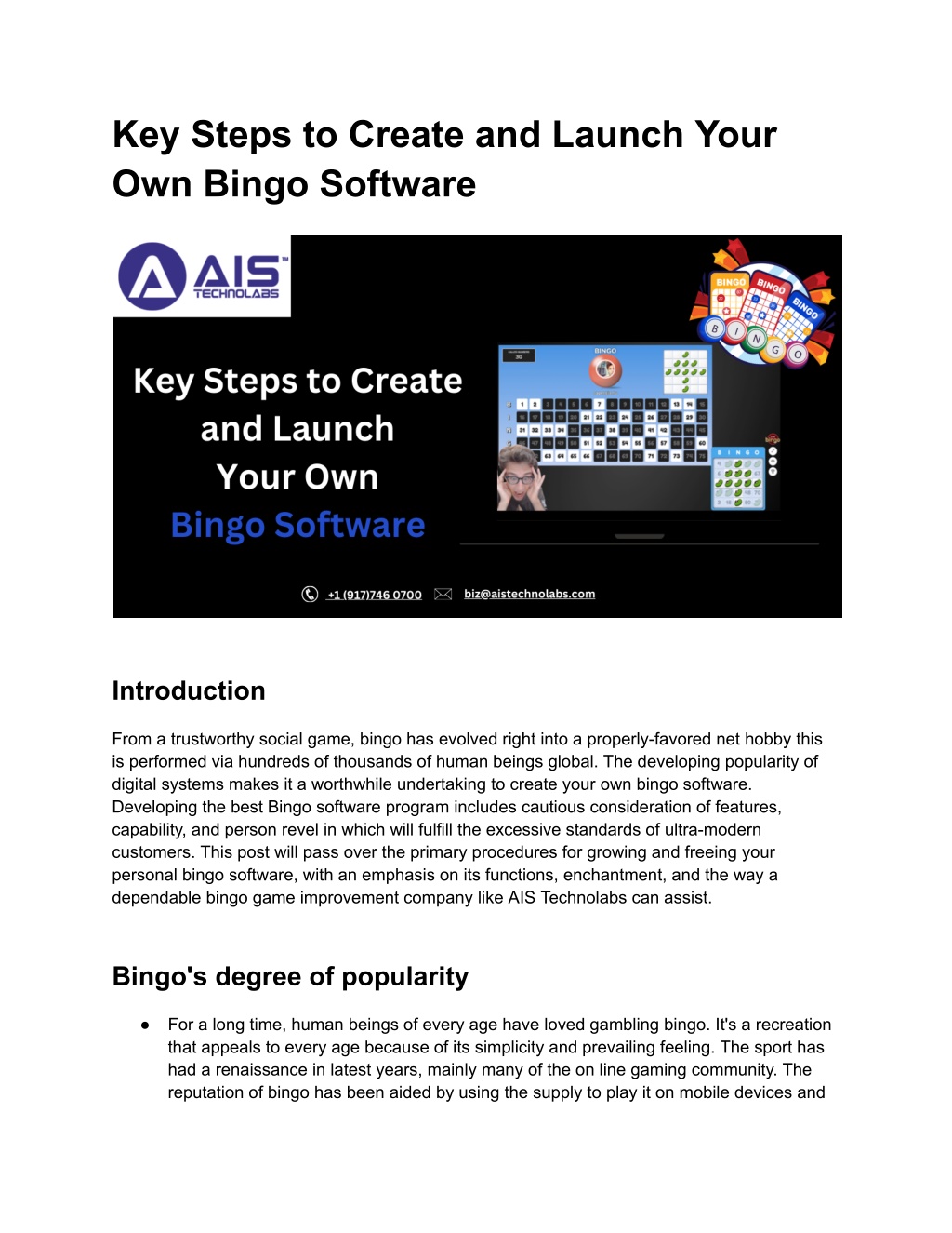 key steps to create and launch your own bingo l.w