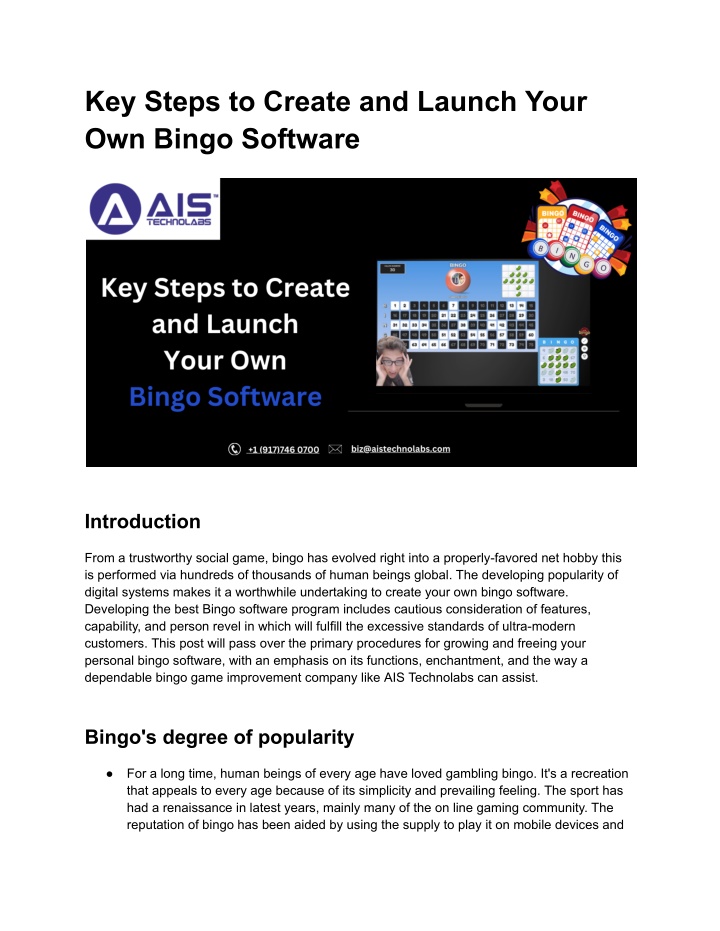key steps to create and launch your own bingo n.w