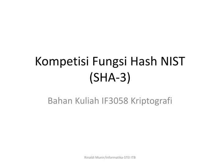 Kompetisi Fungsi Hash NIST (SHA-3): Proses Pemilihan Finalis dan Detail Desain