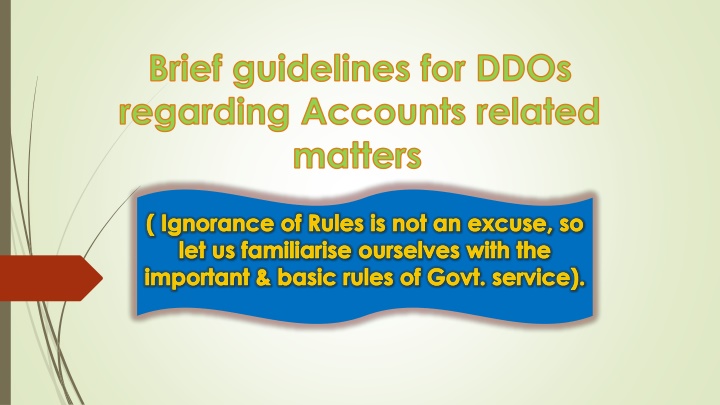 Guidelines for DDOs on Accounts Management