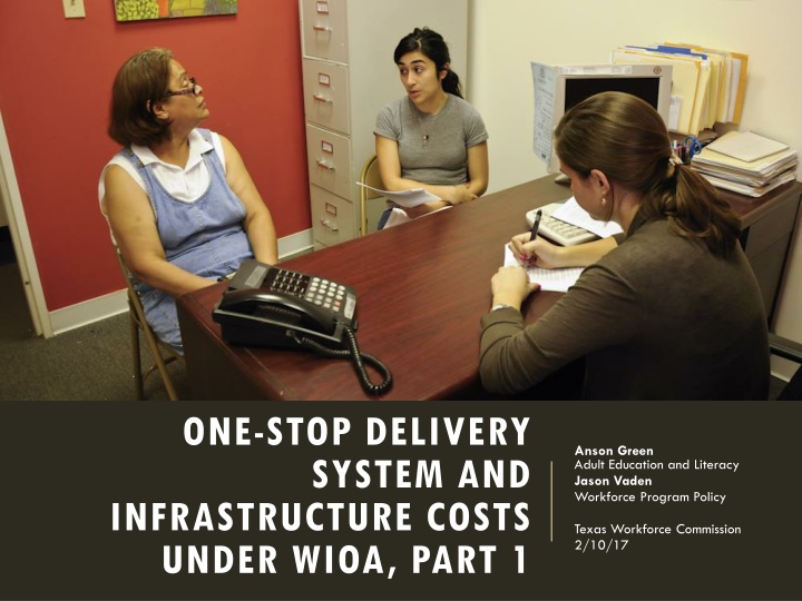 One-Stop Delivery System and Infrastructure Costs under WIOA