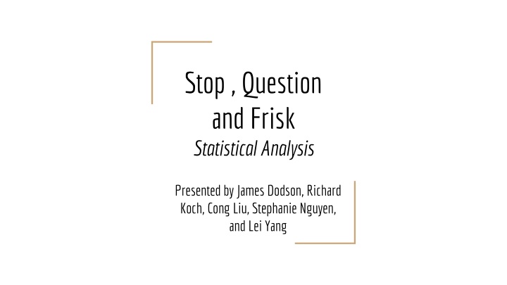 Stop, Question, and Frisk Statistical Analysis Overview