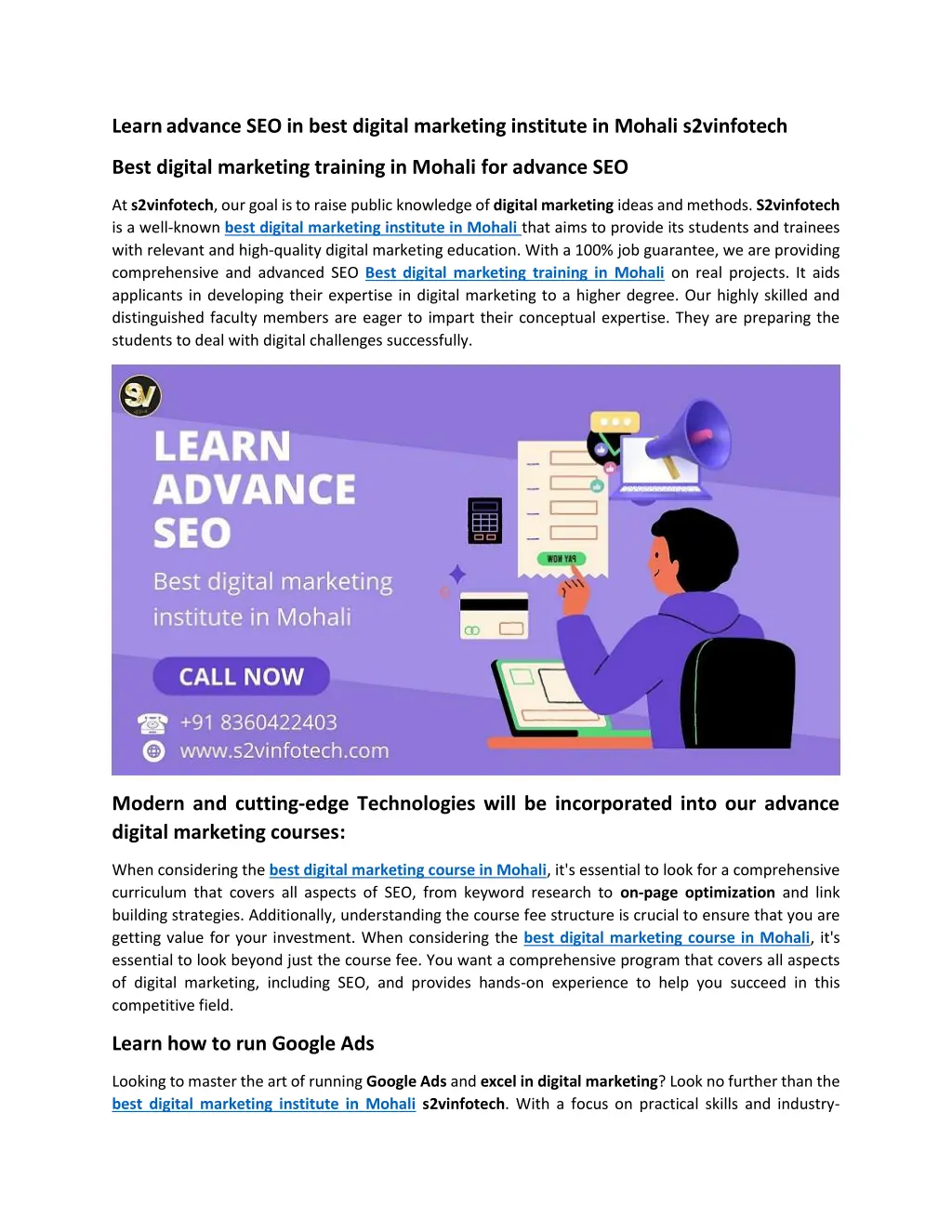 learn advance seo in best digital marketing n.