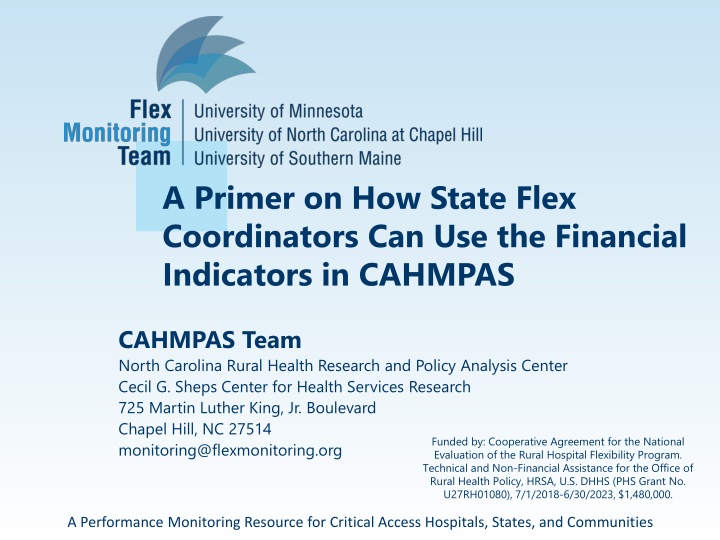 Utilizing Financial Indicators in CAHMPAS for State Flex Coordinators