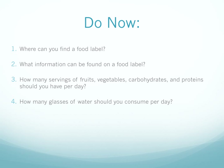 Food Labels and Nutritional Information