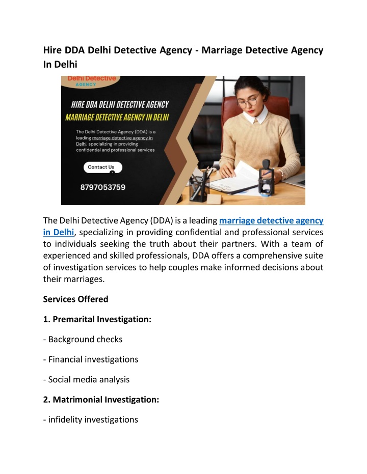 hire dda delhi detective agency marriage n.w
