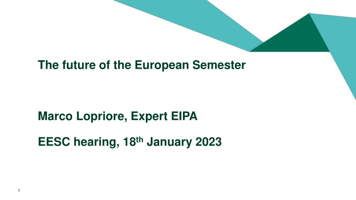 The Future of the European Semester: Economic Policy Coordination in the EU
