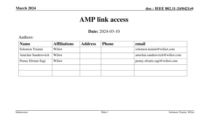 AMP Link Access Modes in IEEE 802.11-24 Presentation