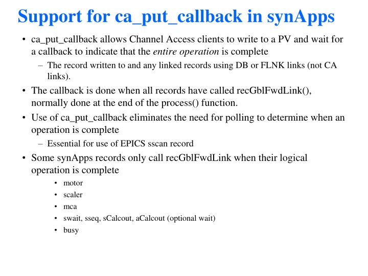 ca_put_callback in EPICS for Efficient Channel Access Operations