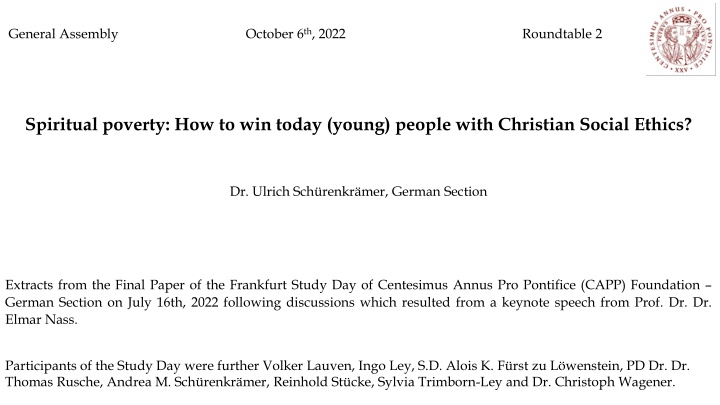 Addressing Spiritual Poverty and Decline of Christianity in Germany