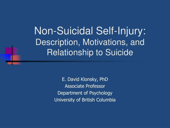 Non-Suicidal Self-Injury in Youth and Adolescents