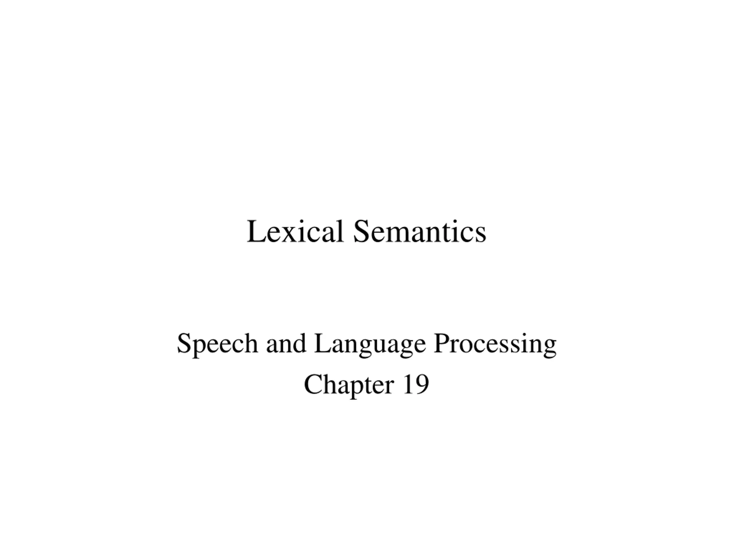 Lexical Semantics
