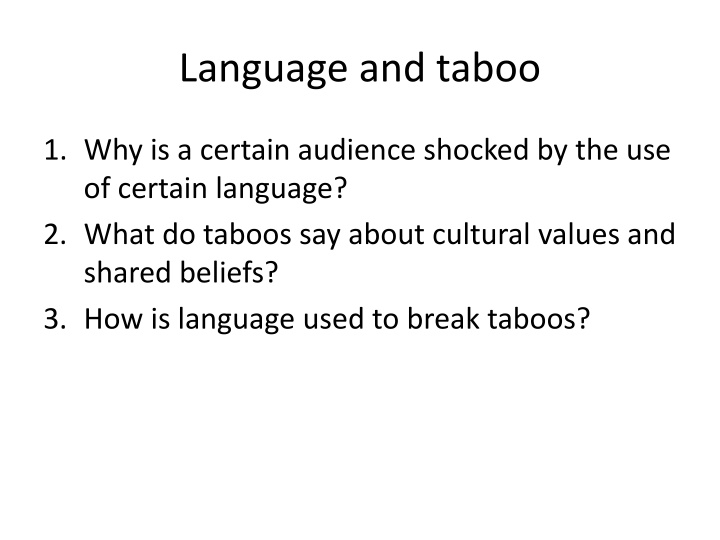 Language, Taboo, and Communication Through Visuals