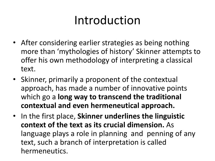 Skinner's Innovative Approach to Textual Interpretation