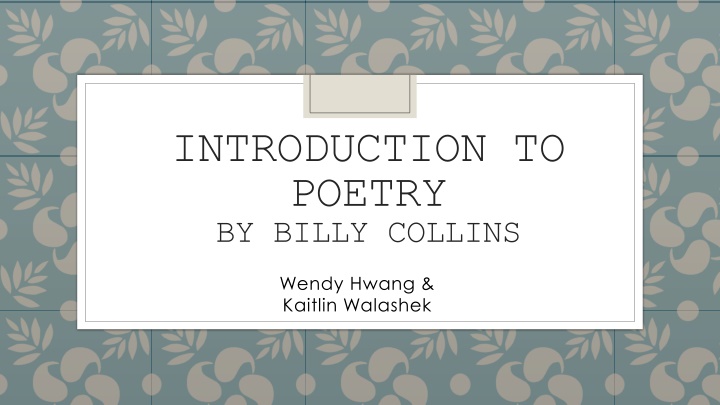 Poetry Through Imagery and Tone in Billy Collins' Work
