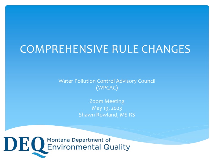 Water Pollution Control Advisory Council Zoom Meeting & Rule Changes Overview