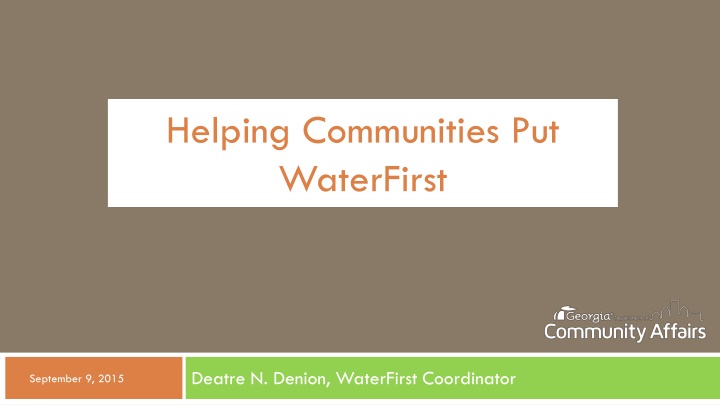 WaterFirst Community Program: Enhancing Water Resources Management