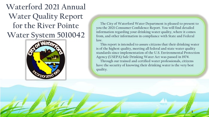 Waterford 2021 Annual Water Quality Report Overview