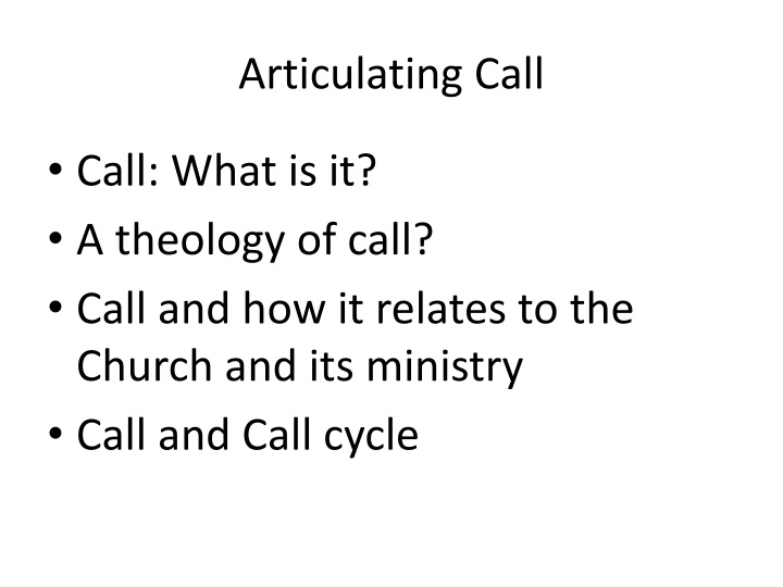 Theology of Call in Christian Ministry