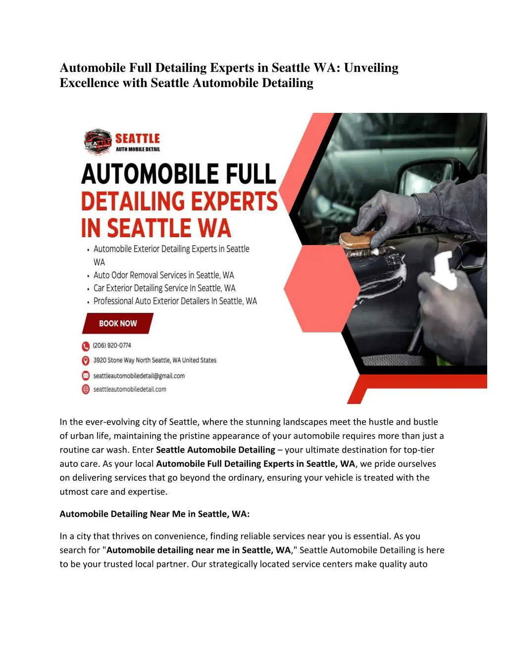 automobile full detailing experts in seattle n.