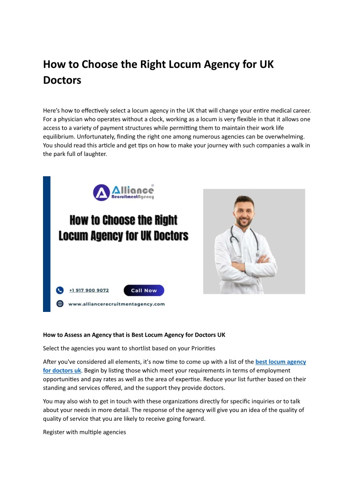 how to choose the right locum agency n.w