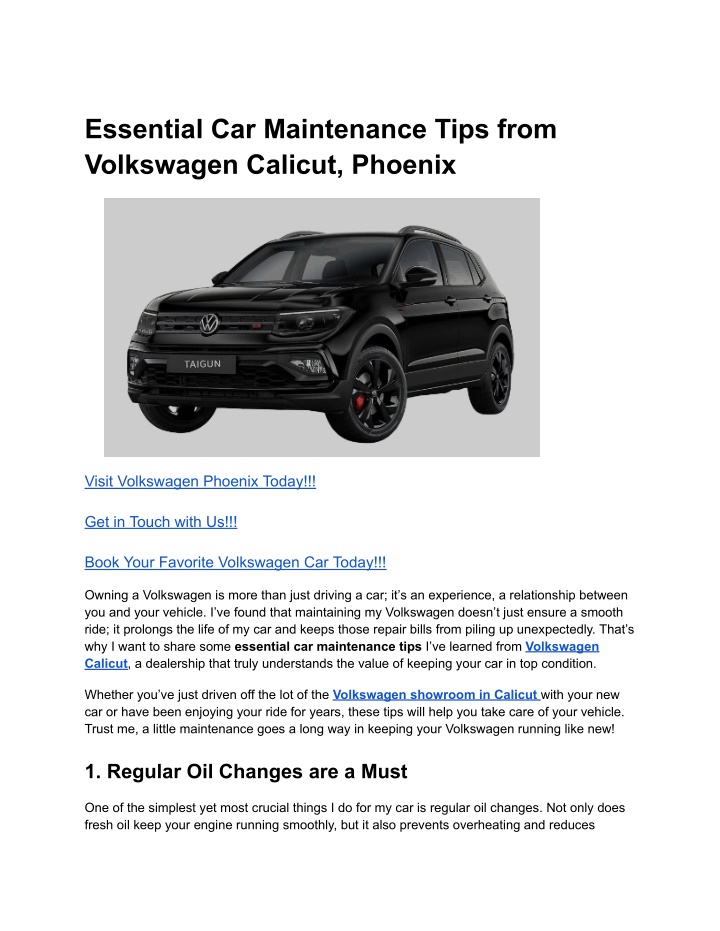 essential car maintenance tips from volkswagen n.w