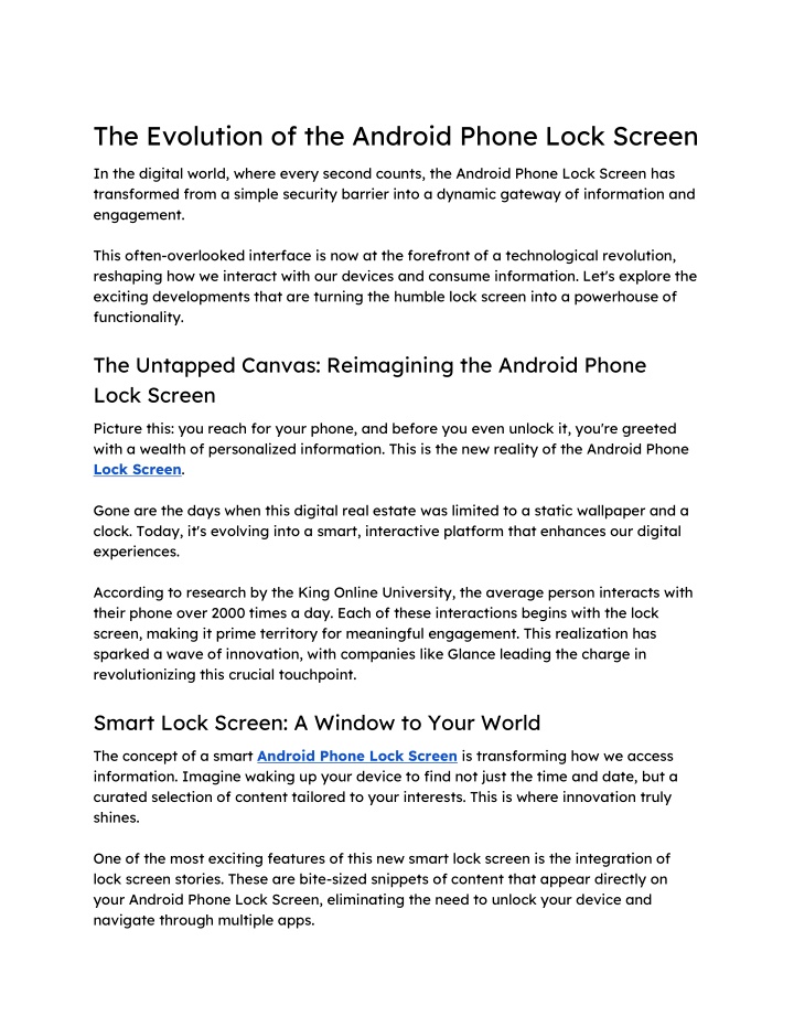 the evolution of the android phone lock screen n.w