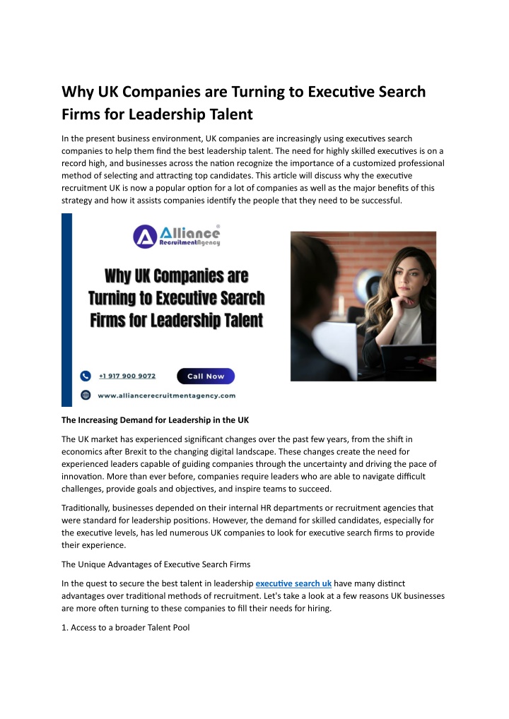 why uk companies are turning to executive search n.w